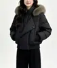 Diseño estilo coreano tapeta oblicua 2026 Parka de Invierno con Cuello de Piel Chaqueta de Algodón Abrigo Corto de Algodón para Mujer Ropa Exterior Gruesa Holgada