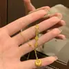 Lleno de Fortuna~ Lujo Ligero Estilo Chino de Moda Cadena Dorada de Paz y Alegría Collar de Pepita de Oro Pequeña, Cadena para Clavícula Única y Versátil