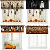 2026 Nueva Cortina de Halloween Transfronteriza Decoración de Ventana de Cocina Cortina Corta Tela de Fondo para Fiesta Festiva