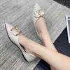 Sapatilhas de Bico Fino para Mulheres Outono 2025 Novo Estilo Francês Versátil Sapatos Rasos Planos Sapatos Feijão de Boca Rasa