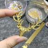 Patch Diagonal de Metal Dourado em Liga de Zinco Estilo Chinês Dragão e Fênix DIY Placa Pequena de Resina de Cristal com o Caractere para Felicidade, Recém-casados uma Decoração para Celebrações de Casamento