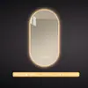 Espejo de baño inteligente ovalado para pared salón de belleza con luz pantalla táctil LED inducción antivaho espejo de tocador HD