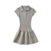 Vestido Polo de Manga Curta Estilo Doce e Suave para Mulheres Verão Nicho Aparência Emagrecedora na Cintura Saia Evasê Saia Curta Petite