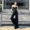 Nueva colección Primavera/Verano 2026: Pantalones casuales de punto elásticos, adelgazantes, ligeramente holgados y acampanados para mujer en color gris pasta de frijol