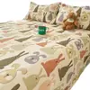 Lençol de Cama Flanelado de Algodão Puro Espesso Desenho Animado Peça Única 2026 Novo Outono e Inverno 100% Algodão Colcha Infantil Lençol de Elástico para Cama de Solteiro Conjunto de Três Peças