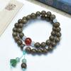 Pulseira de anel duplo de nanmu de seda dourada sombria faça você mesmo Pingente de Lótus de Jade homens e mulheres Joalheria de contas de Buda Wenwan