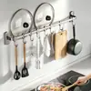 Suporte de Ganchos para Cozinha, Suporte de Armazenamento de Parede sem Furos para Espátulas e Colheres, Suporte de Ganchos de Alumínio Espacial, Armazenamento de Parede Atacado