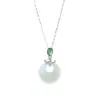 Collar Original con Nudo Chino Hebilla de Paz para Mujer, Plata Pura, Retro Artístico, Nuevo Estilo Chino, Colgante de Calcedonia Blanca, Cadena para Clavícula