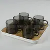 Taza de Té Transfronteriza 100ml Vidrio Gris Ahumado Taza Recta Resistente a Altas Temperaturas Suministro Vidrio de Borosilicato Alto Taza Pequeña para Té Maestro