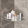 Estante esquinero de aleación de aluminio mate perforado para cocina, trípode de una sola capa de aluminio espacial, estante triangular brillante para baño