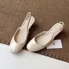 Versión de piel de oveja~Sandalias de tacón grueso de puntera cerrada estilo minimalista francés con tira trasera, puntera redonda, calzado bajo suave para mujer para ir al trabajo