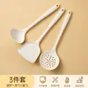 Espátula de silicona para cocinar, utensilio para sartén antiadherente, resistente a altas temperaturas, cuchara espesa para sopa y arroz, colador, juego de utensilios de cocina