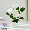 Bonsái de Rosa de Tres Cabezas Decoración con Flores Artificiales Sala de Estar Estudio Planta de Flor Falsa Artificial Decoración de Escritorio de Oficina Planta en Maceta