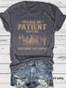 Camisetas Femininas Europeias e Americanas de Manga Curta Verão Roupas Femininas Padrão Retro em Jeans Ocidental Gola Redonda Manga Curta Moda Casual Exportação Estilo Quente