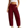 Moda Feminina Casual Europeia e Americana Transfronteiriça Outono e Inverno Calças Largas com Bolsos Calças de Moletom Bolsos Externos Espessados Calças Jogger Calças de Perna Torta