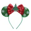 Diadema Navideña de Orejas de Ratón Mickey Mouse para Parque de Atracciones Fiesta Disfraz Accesorios para la Cabeza Navideños Diadema con Lazo