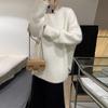 Suéter Pulôver de Cor Pura Estilo Japonês Gentil para Mulheres Outono e Inverno 2024 Camisa de Base Tricotada Chic com Top Interno