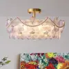 Luminária de Cristal Francesa Lustre para Sala de Estar Flor de Cinco Folhas Criativa Lâmpada Simples Moderna para Quarto Principal Restaurante Nova Lâmpada Zhongshan
