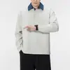 (Ventas Directas de Fábrica M-8XL) Sudadera Nueva de Otoño Estilo Americano, Peso Pesado, Cuello Polo, Talla Grande para Hombre, Corte Holgado, Falso Dos Piezas