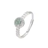 Anel de Prata 925 com Inlay de Jade Natural Material Perigoso Formato de Ovo Design Simples Suporte de Prata Suporte de Anel Joias Novo Estilo Chinês