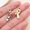 Colgantes de aleación navideños con goteo de aceite hombre de jengibre muñeco de nieve Papá Noel campana adornos de regalo accesorios para joyería DIY