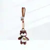 Chaveiro Pingente Decorativo Urso Fofo DIY Feito à Mão com Cordão Marrom para Carro e Celular
