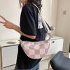 Bolsa Feminina Xadrez 2025 Nova Moda Tendência Estilo Coreano Casual Bolsa Dumpling Grande Capacidade Versátil Ins Ombro Único Transversal