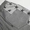 Calça de moletom workwear patchwork com padrão de estrelas da marca trendy para homens, estilo high street com design único de bolso grande, calças retas largas e soltas