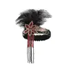 Diadema de Plumas Estilo Gatsby de los Años 20 Diadema de Borlas Retro Europea y Americana Diadema para Fiesta Vacaciones Baile Accesorios para el Cabello