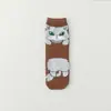 Calcetines de comercio exterior transfronterizos estilo académico coreano japonés para mujer, lindos calcetines de gatito de dibujos animados para otoño e invierno, fabricantes al por mayor