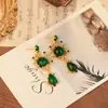 Colgante Vintage Incrustado de Diamantes Pendientes Geométricos, Pendientes Estilo Palacio Retro, Diseño de Nicho, Lujo Ligero y de Alta Gama