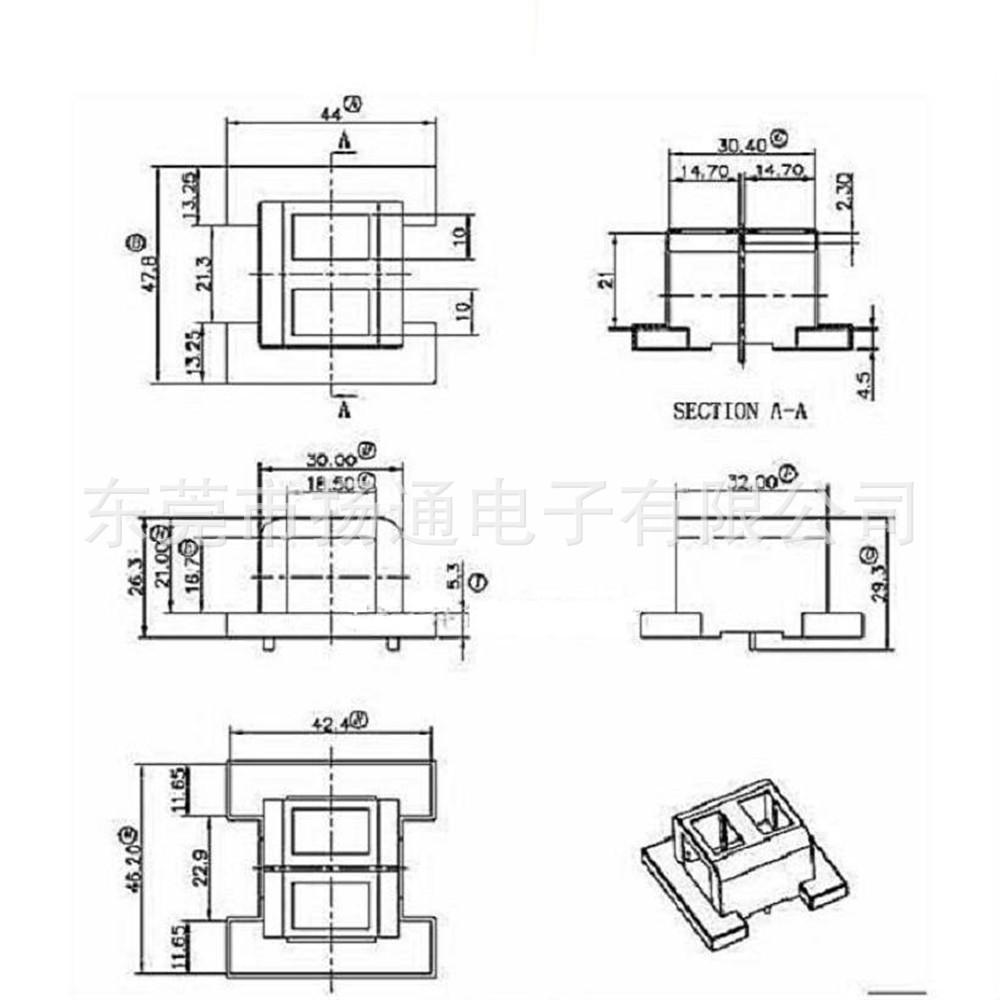 ER44双槽骨架卧式8+8外壳 YTH-4403B (3)