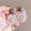 Brincos Frescos e Transparentes de Flor Coloridos para Mulheres, Brincos Fofos com Design de Estilo Pastoral, Clipes de Orelha Femininos Doces e Versáteis