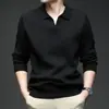Suéter pullover jacquard de color liso para hombre con cuello de gaviota, ropa casual para hombres jóvenes y de mediana edad, transfronterizo