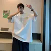 Camiseta Masculina Estilo Americano Estampa Floral de Videira Sentido de Design Verão cleanfit Manga Curta Pesada High Street Camiseta Meia-manga para Casal