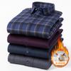 Camisa gruesa de invierno con forro polar cálido de cachemira para hombre, camisa básica de manga larga, a cuadros cepillada, casual de negocios, camisa gruesa
