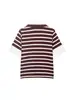 Comercio Exterior de Amazon Transfronterizo 2026 Ropa de Mujer Más Vendida Camisa Polo Rayada Bloque de Color Estilo Universitario Retro Manga Corta