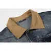 Chaqueta de trabajo retro de color bloqueado con solapa de estilo japonés de moda Rumeng para hombre, chaqueta casual vintage lavada de otoño para parejas