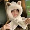Gorro de Peluche con Orejas Lindas Bufanda Todo en Uno para Mujer Invierno Protección para Orejas Gorro Cálido Bufanda para Cuello Estudiante Viento Frío