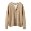 Tejido de Cachemir 26 Otoño/Invierno Nuevo Estilo para Mujer de Dos Piezas Falsas Capa Base Color Bloque Versátil Suéter Cálido de Punto