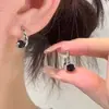 Pendientes Únicos de Diseñador con Diamantes Negros de Quilate para Mujer, Exquisitos Pendientes de Circonita, Pendientes Versátiles de Moda Lujosa Ligera de Celebridad de Internet
