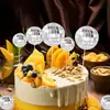 Decoração de Bolo Bola Espelhada Refletiva Amazon Transfronteiriça Plug-In Bola de Espelhos com Palito de Madeira Bola de Decoração de Festa Atacado