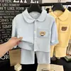 Conjunto de Ropa de Casa para Niñas, Cardigan de Dibujos Animados de Otoño, Pijama de Manga Larga Conjunto de Dos Piezas, Traje con Cuello para Niños