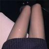 Medias Flash Diamante Negro con Diamante Sexy Dulce Chica Picante Seda Blanca Fina Pura Anti-Gancho Medias Negras Brillantes