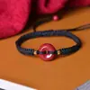Fivela da Paz Dourada com Areia Roxa Cinnabar Pulseira de Corda Vermelha Feminina Benmingnian Pulseira de Corda Vermelha para Casal, Crianças, Homens e Mulheres