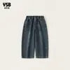 Ropa para niños Yingsibao, jeans para niños, pantalones largos vintage de otoño para niñas, pantalones rectos holgados, pantalones largos de color liso para niñas