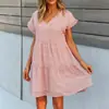 Diseño independiente de investigación y desarrollo Europa y Estados Unidos Amazon vestido nuevo estampado Verano 2023 elegante falda línea A suelto gasa