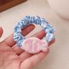 Lindo anillo de pelo de pez pequeño a rayas color crema con forma de cuerda para el intestino delgado, cuerda de goma para el tendón de la cabeza, anillos para el pelo con cola de caballo doble para niñas, accesorios para el cabello