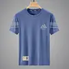 Camiseta de seda de hielo para hombre, cuello redondo, secado rápido, manga corta, fina y transpirable para verano, manga media, talla grande, top deportivo holgado moderno para hombre