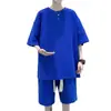 Siente waffle traje deportivo casual para niños fresco guapo usar un conjunto de moda para hombre de manga corta pantalones cortos verano
